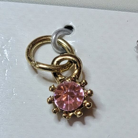 Laura Janelle Encharming Necklace 6 Charms Pink Gold Silver Rhinestone Flower - Picture 4 of 8